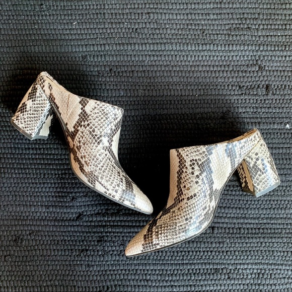 marc fisher snakeskin mules